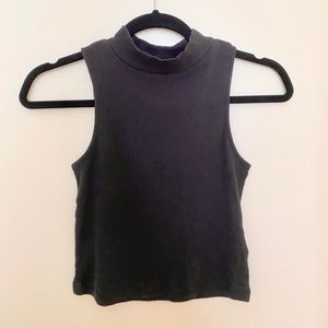 Cropped Mock Neck Ribbed Tank Top US S
